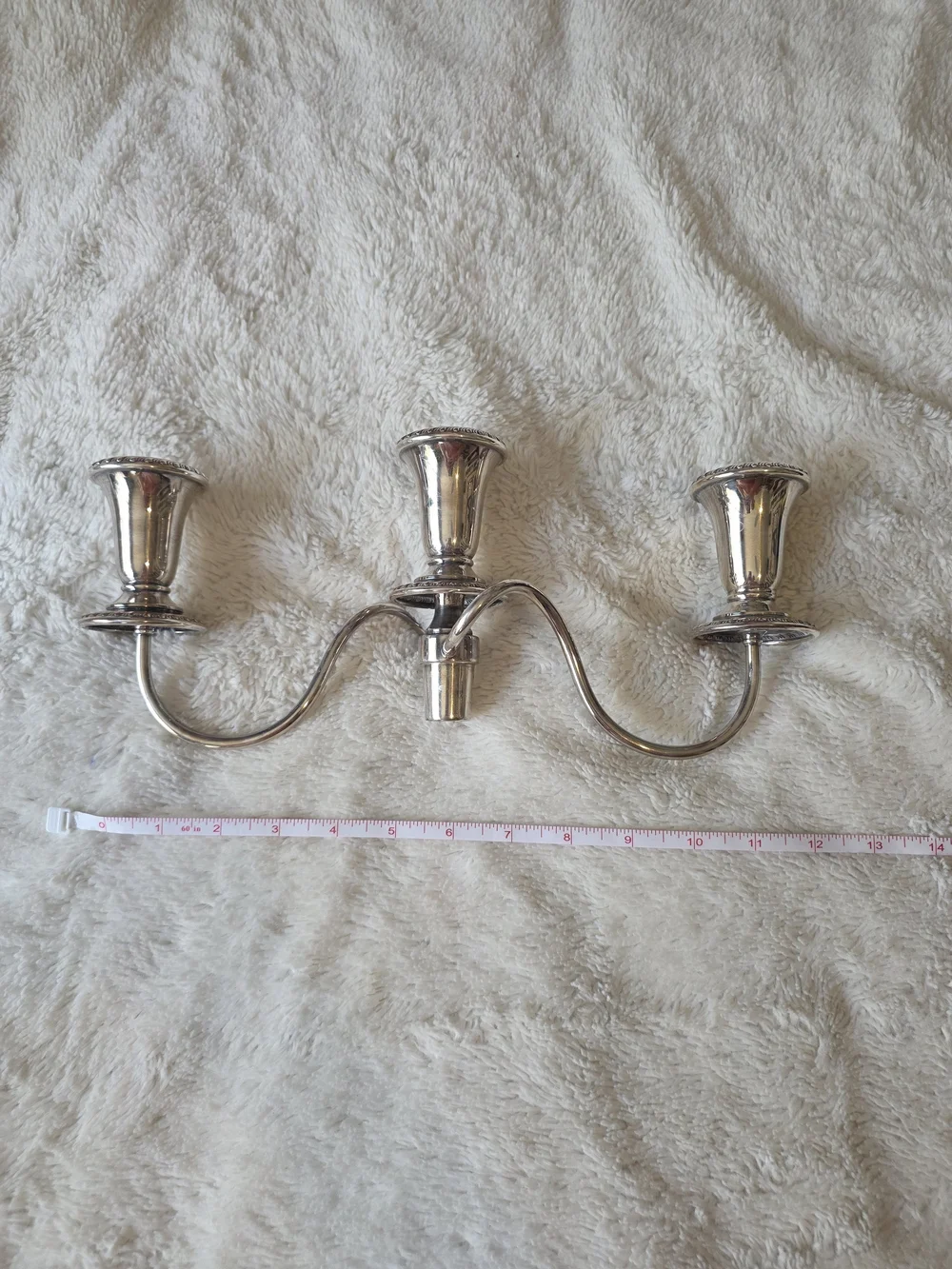 Vintage 3-Arm Silver Plated Metal Candelabra Candle Holder Extension